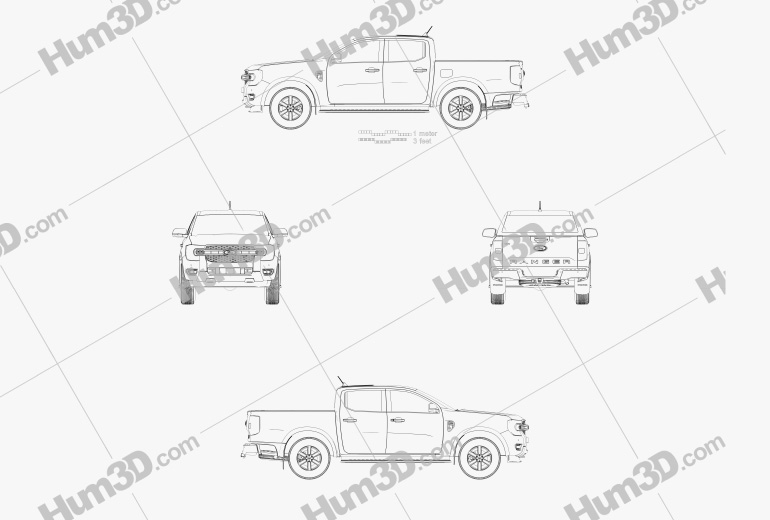 Ford Ranger Double Cab XLT 2022 Blueprint