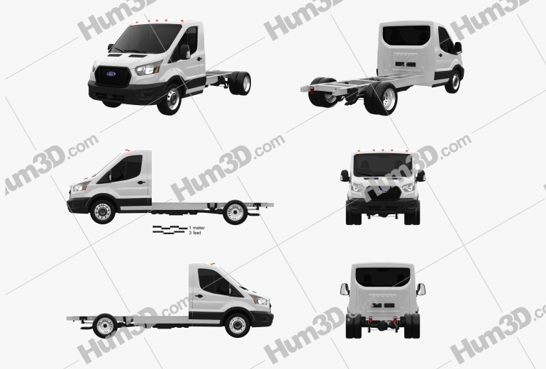 Ford Transit Chassis Cab L2 US-spec 2021 Blueprint Template