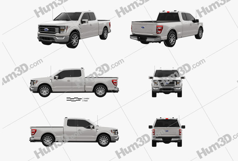 Ford F-150 Super Cab 6.5 ft Bed Lariat 2022 Blueprint Template