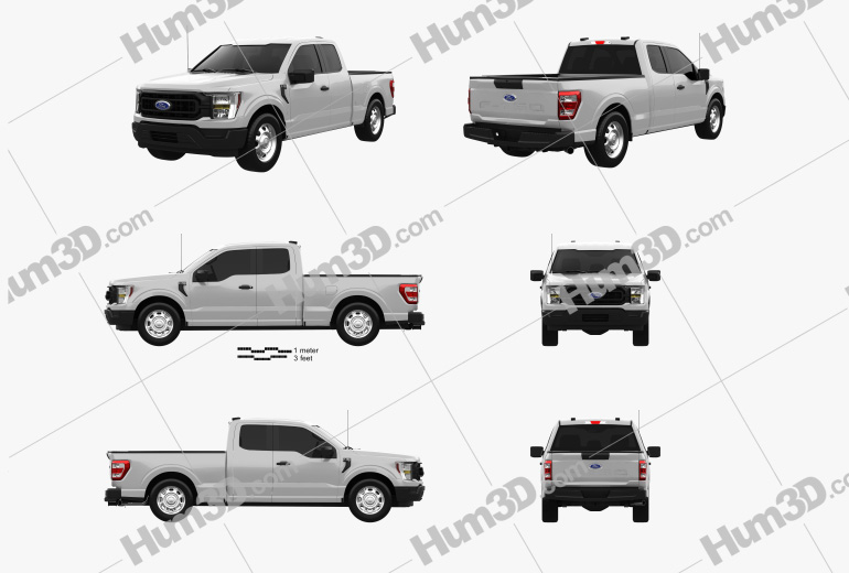 Ford F-150 Super Cab 6.5 ft Bed XL 2022 Blueprint Template