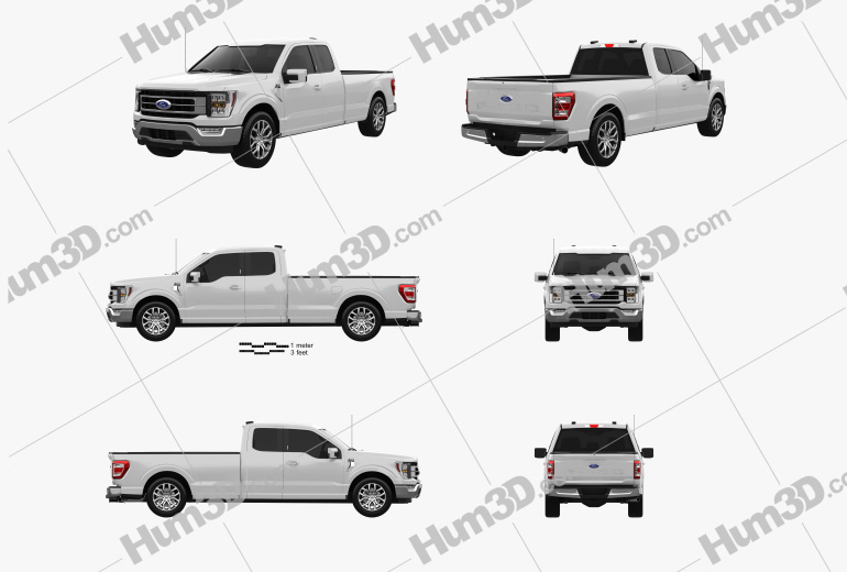 Ford F-150 Super Cab 8 ft Bed Lariat 2022 Blueprint Template