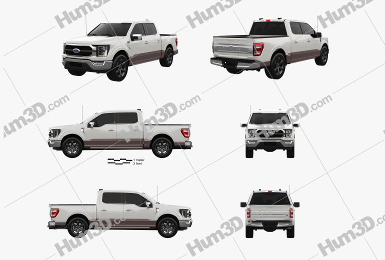 Ford F-150 Super Crew Cab 5.5 ft Bed King Ranch 2022 Blueprint Template