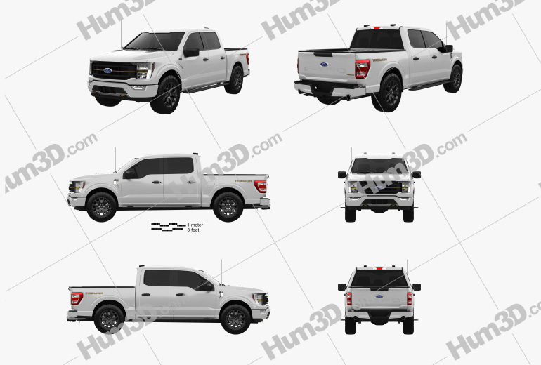 Ford F-150 Super Crew Cab 5.5 ft Bed Tremor 2022 Blueprint Template