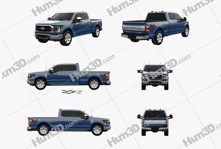 Ford F-150 Super Crew Cab 6.5 ft Bed King Ranch 2022 Blueprint Template