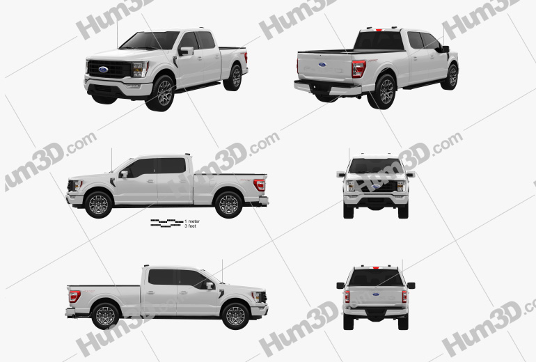 Ford F-150 Super Crew Cab 6.5 ft Bed Lariat Sport 2022 Blueprint Template