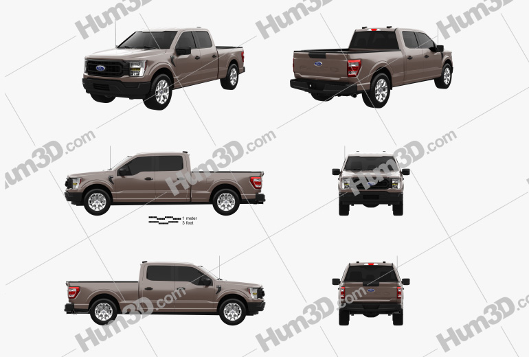 Ford F-150 Super Crew Cab 6.5 ft Bed XL 2022 Blueprint Template