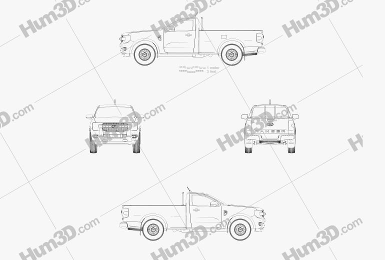 Ford Ranger Cabine Simple XL 2018 Blueprint