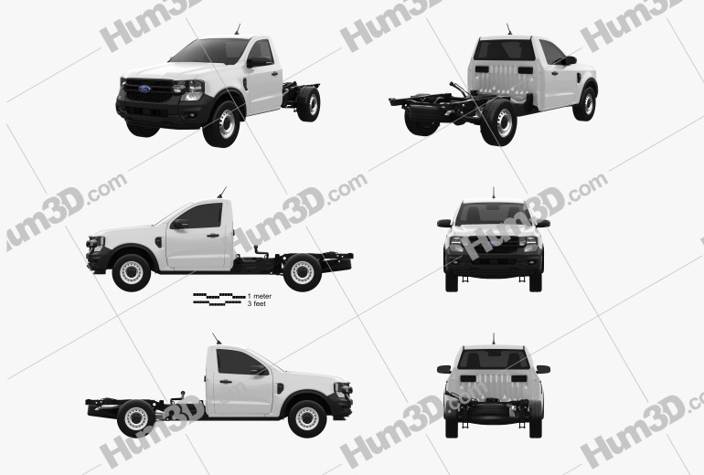 Ford Ranger Single Cab Chassis XL 2022 Blueprint Template