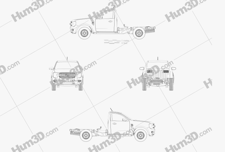 Ford Ranger Cabina Singola Chassis XL 2022 Blueprint