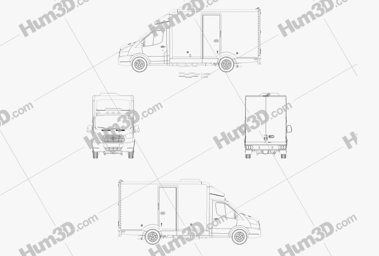 Ford Transit Box Truck 2021 Blueprint