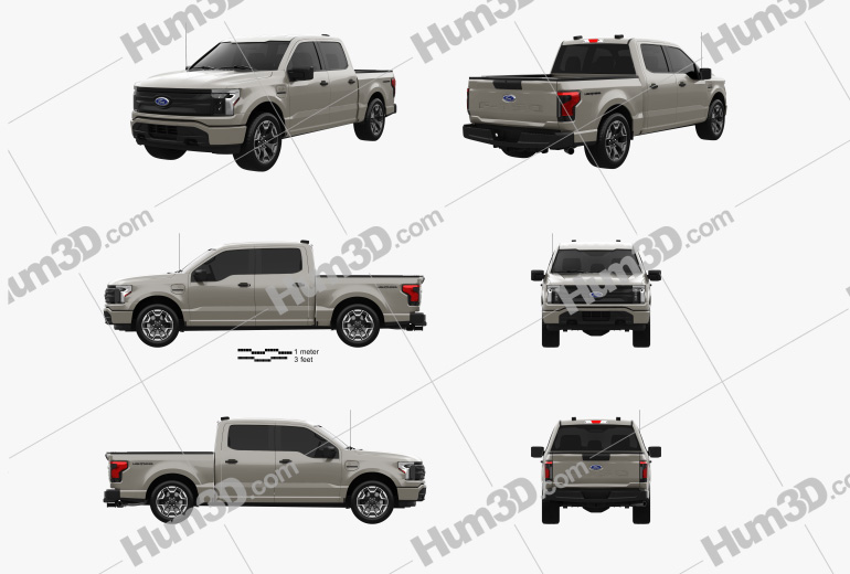 Ford F-150 Lightning Super Crew Cab 5.5 ft Bed PRO 2022 Blueprint Template