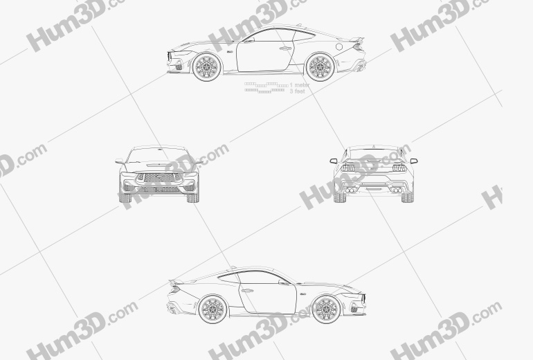 Ford Mustang GT US-spec cupé 2024 Blueprint