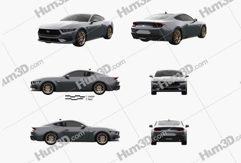 Ford Mustang EcoBoost US-spec coupe 2024 Blueprint Template