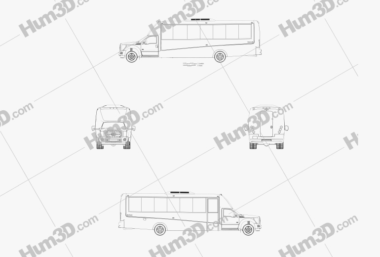 Ford F-550 Grech Shuttle Bus 2014 ブループリント