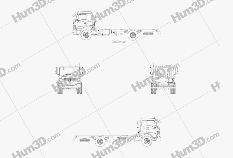 Foton Auman TX (1621) Chassis Truck 2-axle 2012 Blueprint