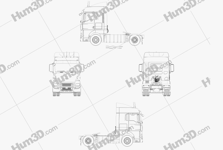 Framo e 180-280 트랙터 트럭 2017 테크니컬 드로잉