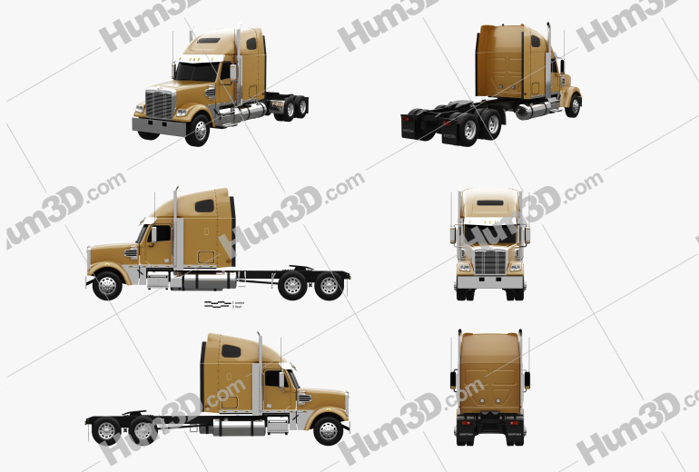 Freightliner Coronado Tractor Truck 2014 Blueprint Template