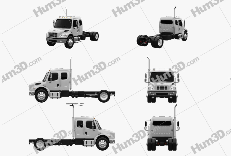 Freightliner M2 Extended Cab Chassis Truck 2017 Blueprint Template