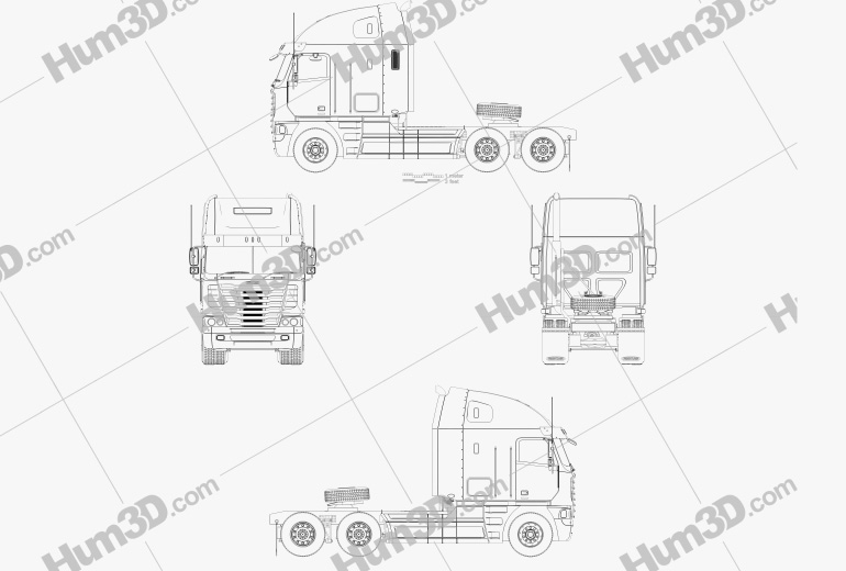 Freightliner Argosy Tractor Truck 2016 Blueprint