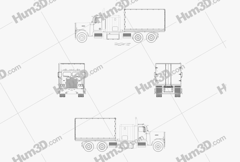 Freightliner FLC120 Camión Caja 1995 Blueprint