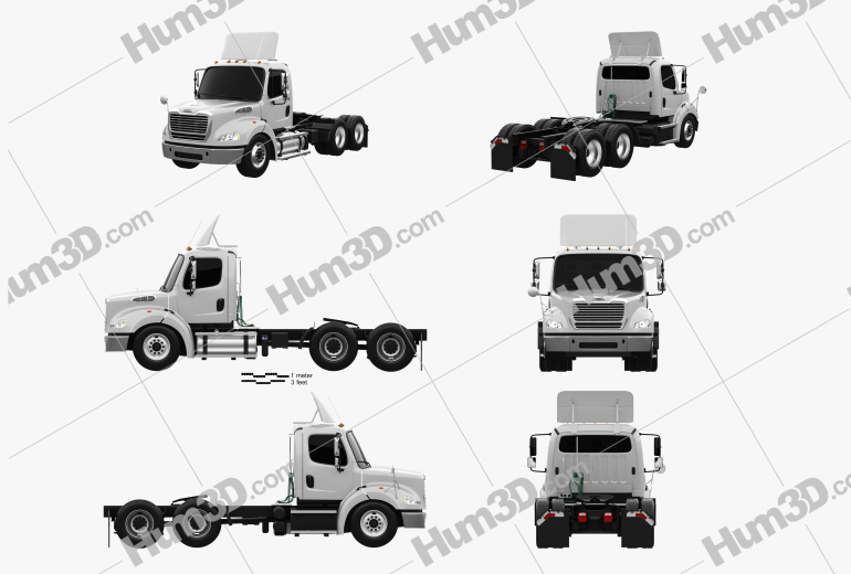 Freightliner M2 112 Day Cab Tractor Truck 3-axle 2017 Blueprint Template
