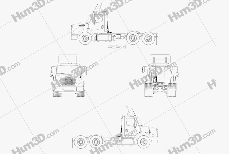 Freightliner M2 112 Day Cab Camión Tractor 3 ejes 2017 Blueprint