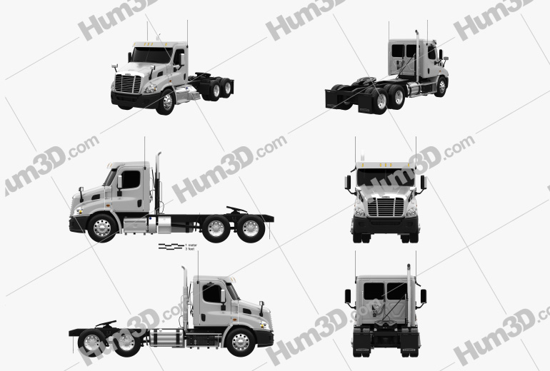 Freightliner Cascadia Day Cab Tractor Truck 2016 Blueprint Template
