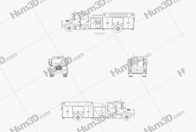 Freightliner M2 106 Crew Cab Fire Truck 2022 Blueprint