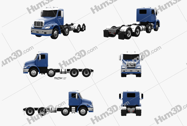 Freightliner Columbia Chassis Truck 4-axle 2022 Blueprint Template