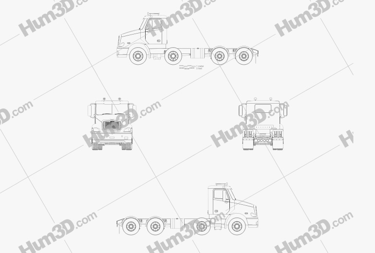 Freightliner Columbia Chassis Truck 4-axle 2022 Blueprint