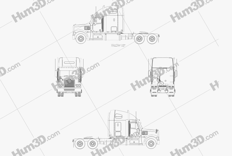 Freightliner Coronado Sleeper Cab Tractor Truck 2014 Blueprint