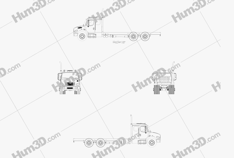 Freightliner M2 Extended Cab Chassis Truck 3-axle 2020 Blueprint