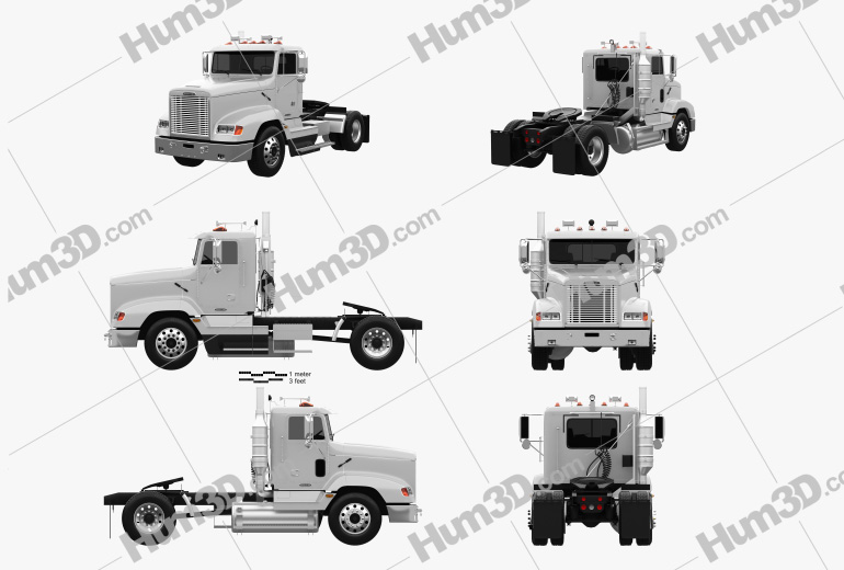 Freightliner FLD 112 Day Cab Tractor Truck 2010 Blueprint Template
