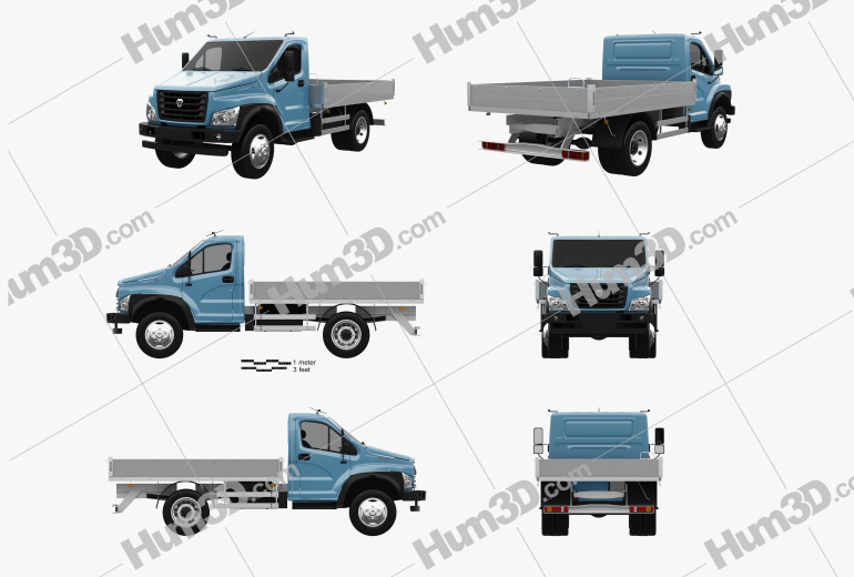 GAZ GAZon NEXT (C41R11) Flatbed Truck 2017 Blueprint Template