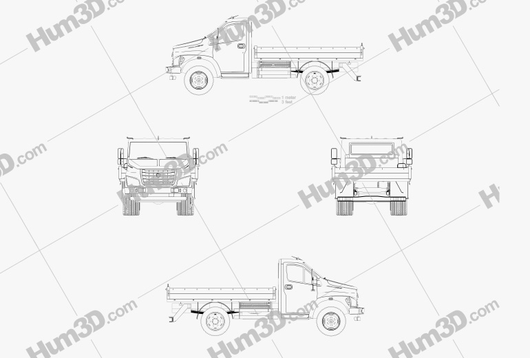 GAZ GAZon NEXT (C41R11) Camion Plateau 2017 Blueprint