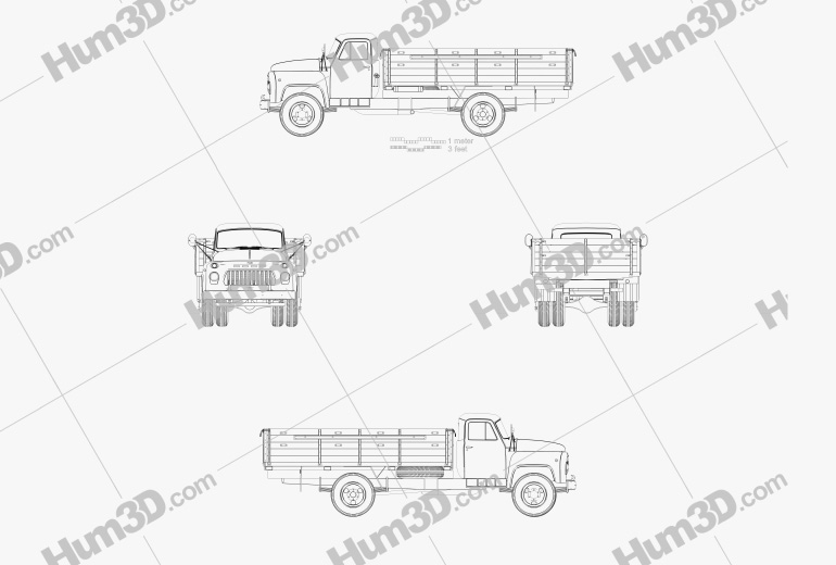 GAZ 53 Flatbed Truck 1965 Blueprint