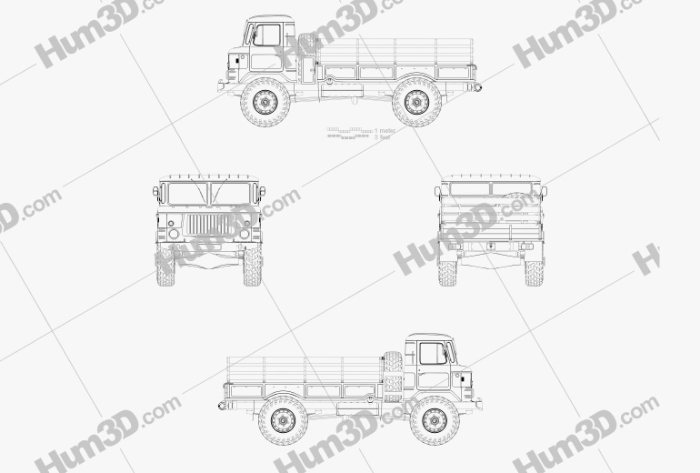 GAZ 66 Flatbed Truck 1999 Blueprint