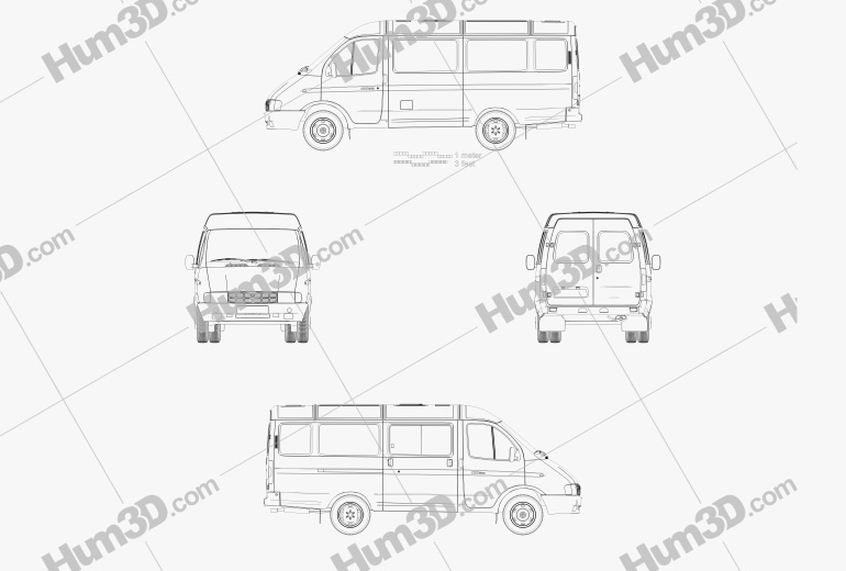 GAZ 3221 Gazelle Passenger Van 1996 Blueprint