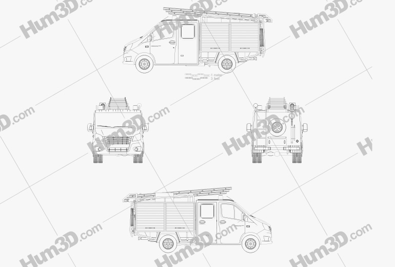 GAZ Gazelle Next Camion de Pompiers 2022 Blueprint