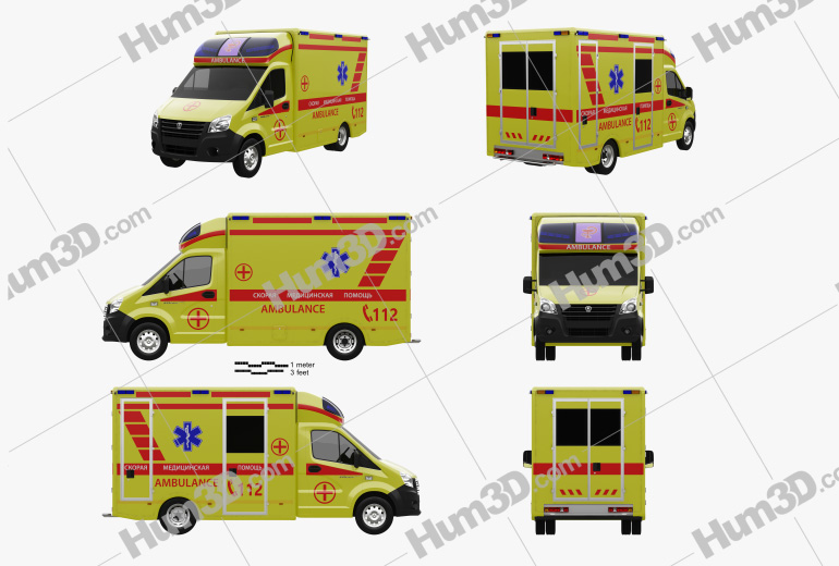 GAZ Gazelle Next Ambulance 2022 Blueprint Template