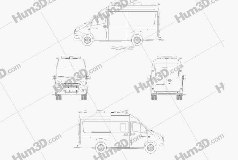 GAZ Gazelle Next Ambulanza Luidor 2022 Blueprint