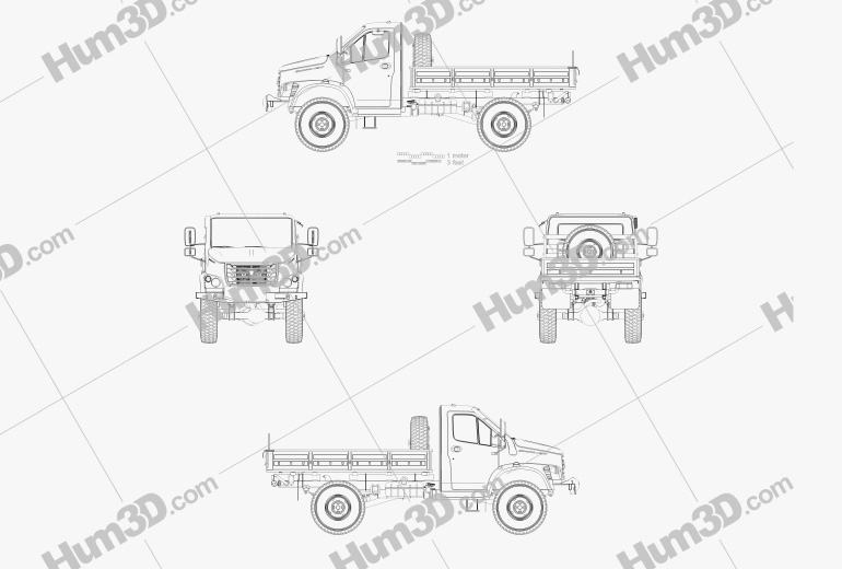 GAZ Sadko Next Flatbed Truck 2022 Blueprint