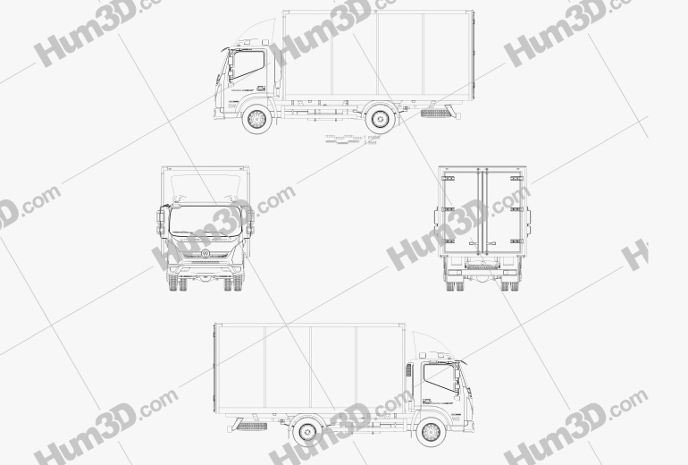 GAZ Valdai NEXT Box Truck 2022 Blueprint