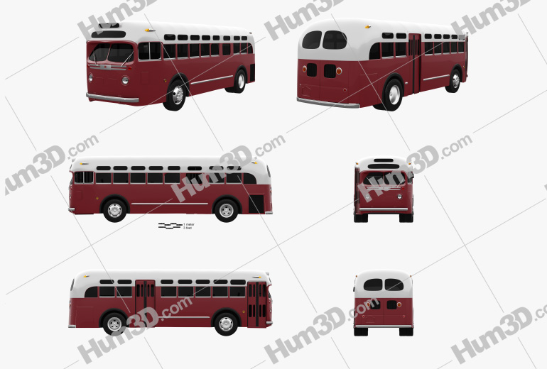 GM Old Look Transit Bus 1953 Blueprint Template