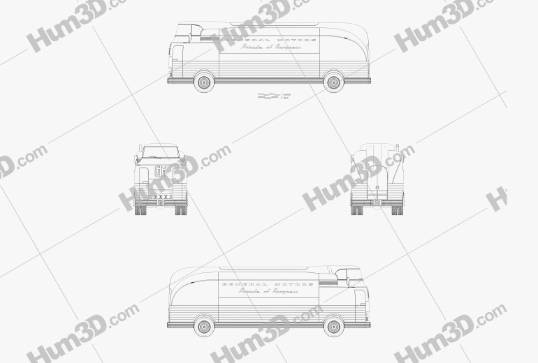 GM Futurliner Autobus 1940 Blueprint