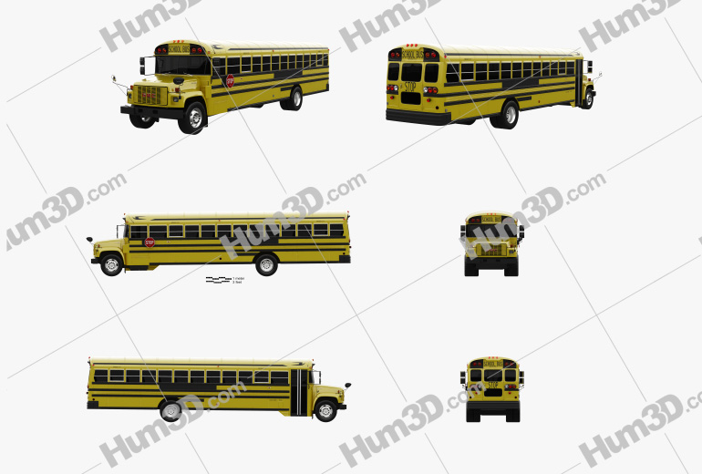 GMC B-Series School Bus 2000 Blueprint Template