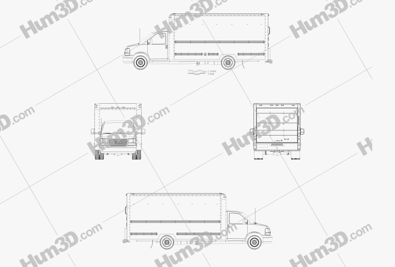 GMC Savana Box Truck 2022 Blueprint