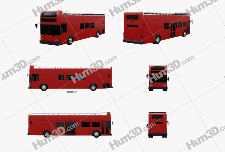 Gillig Low Floor Double-Decker Bus 2012 Blueprint Template