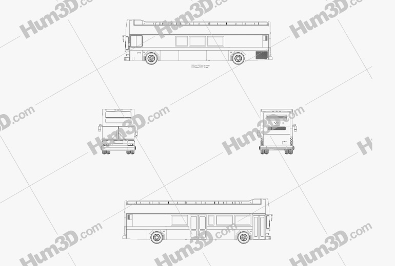 Gillig Low Floor Double-Decker Bus 2012 Blueprint