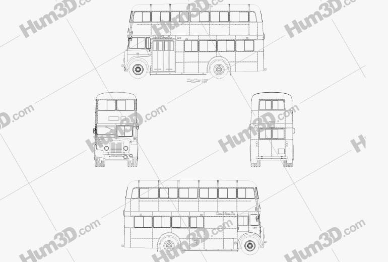 Guy Arab MkV LS17 Двухэтажный автобус 1966 Чертеж